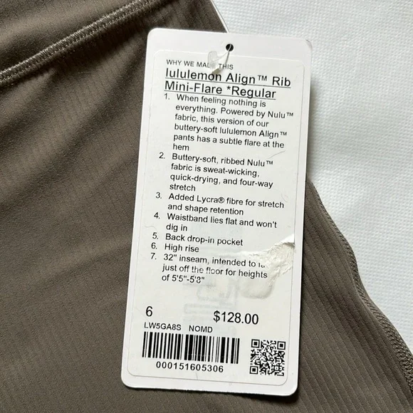LULULEMON ALIGN RIBBED MINI FLARE *REGULAR IN NOMAD SZ 4 NWT - Picture 5 of 13